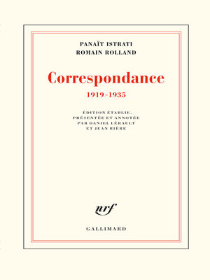 cover image of Correspondance (1919-1935)